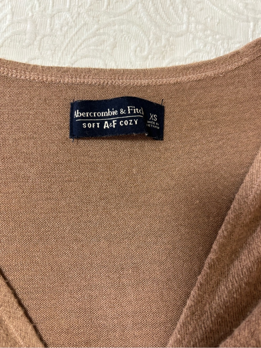 Abercrombie & Fitch Soft A&F Cozy Tie Front Cardigan Brown Tan XS Long Sleeve - Picture 2 of 6